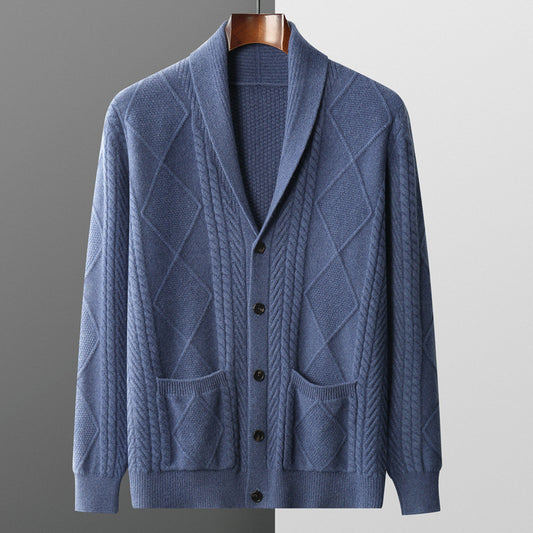 Cashmere Cardigan Men's Half Turtleneck Button Cashmere Coat