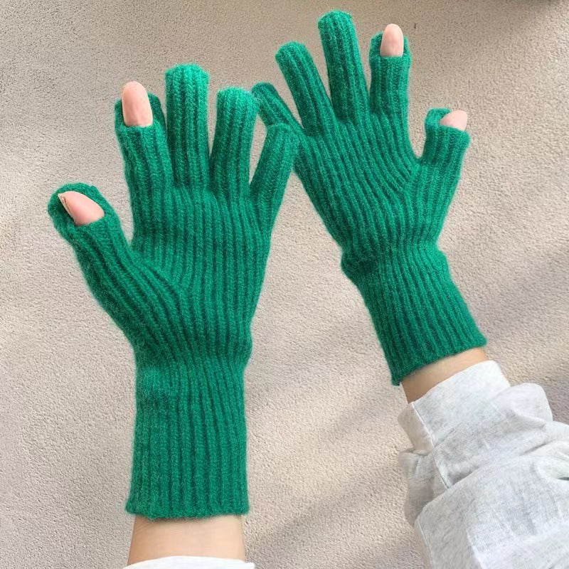 Women's Split-finger Wool Knitted Gloves