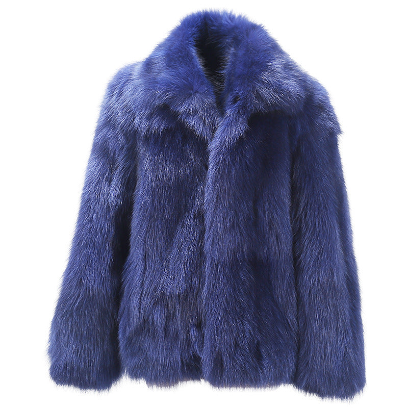 Fox Fur Men's Faux Fur Coat Turn Collar Tide Casual Men's Clothing