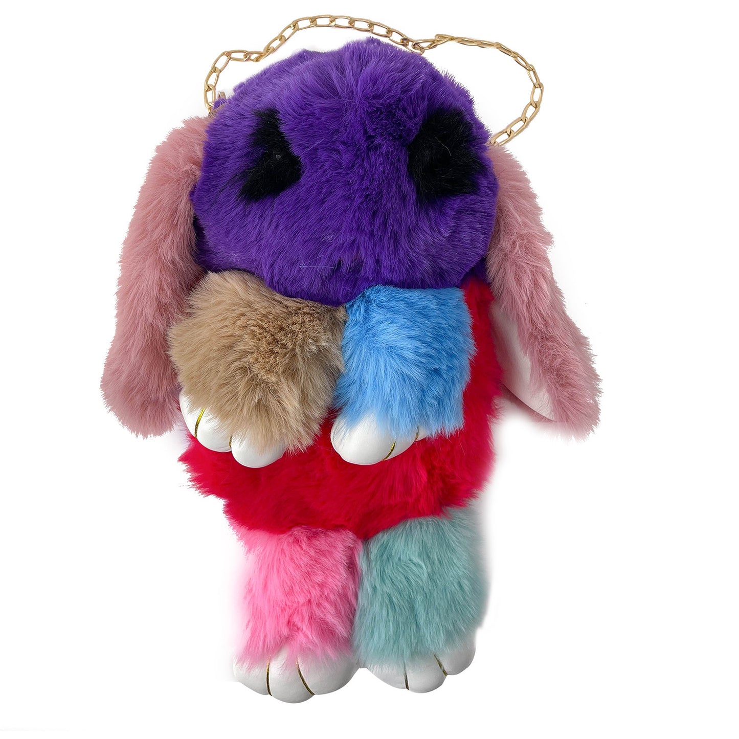 Plush Bag New Cute Contrast Color Jonstew Chain Backpack Girls' Shoulder Crossbody Fur Bag
