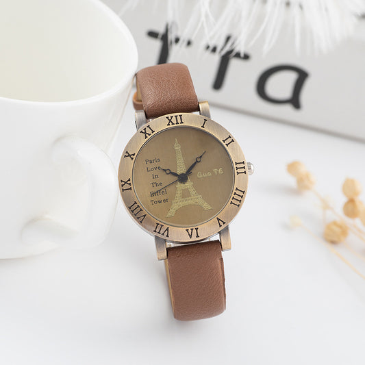 Scale Roman student leather versatile watch