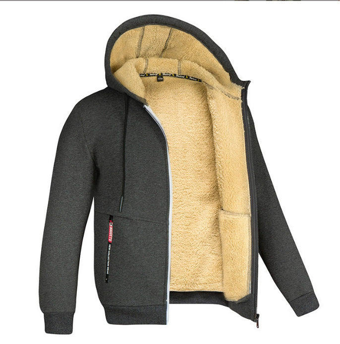 Lamb Fleece Thickened Sports Casual Thickened Hooded Jacket