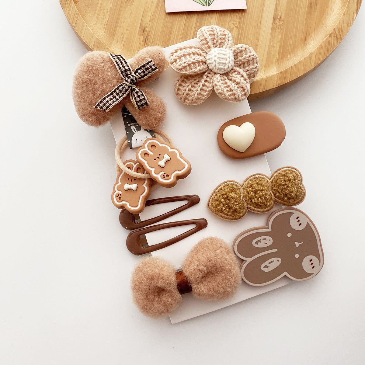 Korean Style All-match Milk Tea Color Autumn And Winter Plush Cute Flowers Barrettes Brown Bow Girl's Heart Hairpin