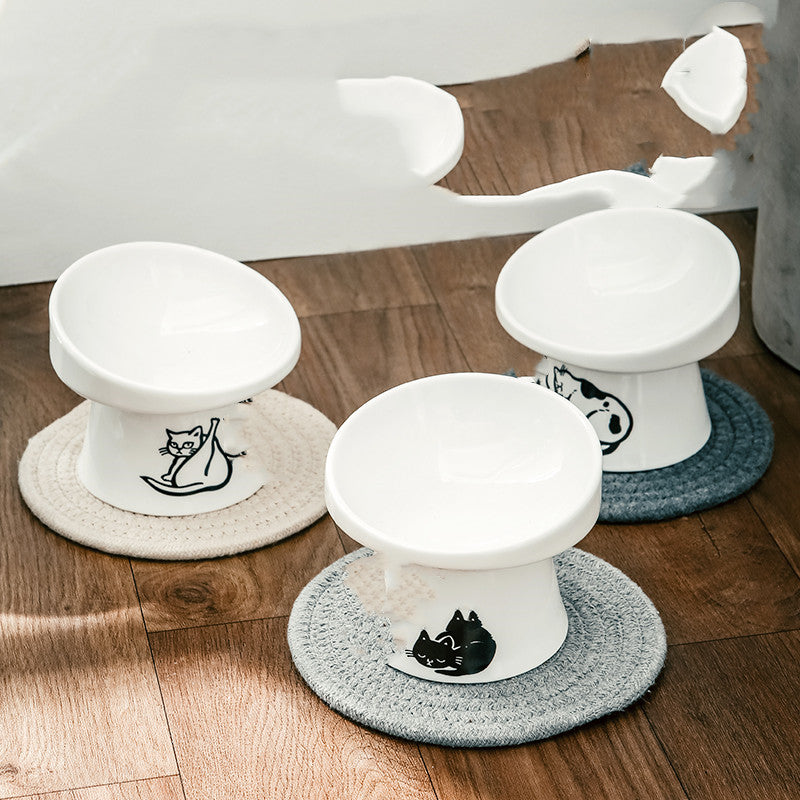 Cat Bowl Ceramic High-foot Oblique Single Bowl