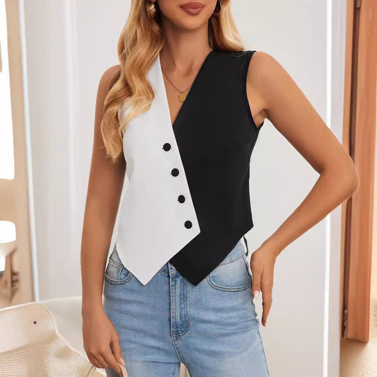 V-neck Short Suit Waistcoat Vest
