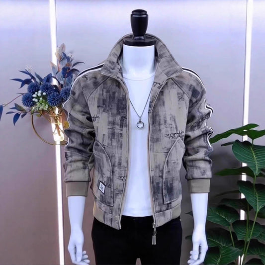 Men's High-end Fashionable Patterned Casual Long-sleeve Jacket