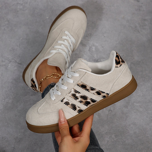 Vintage fritidssko til kvinder med leopardprint