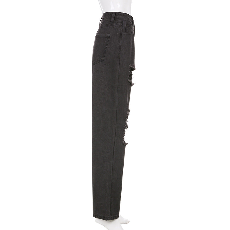 Casual Trendy Sexy Women's Jeans With Ripped Raw Edges