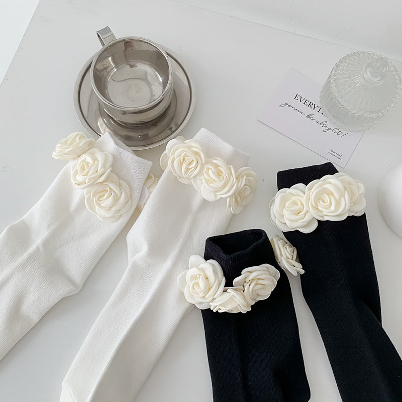 Three-dimensional Camellia Tube Socks Personality Lolita Style Socks