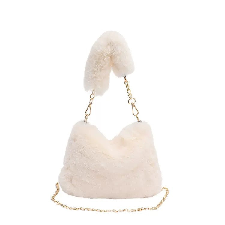 Square Plush Portable Fashion Simple Chain Bag Single-shoulder Bag