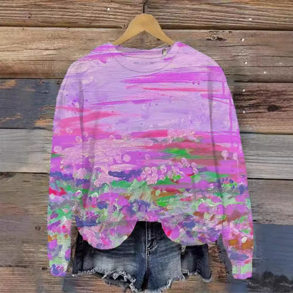 Women's Printed Crew Neck Sweatshirt
