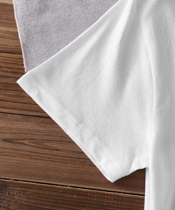 Letter-printed T-shirt Unisex Cotton Crew Neck Loose-fitting