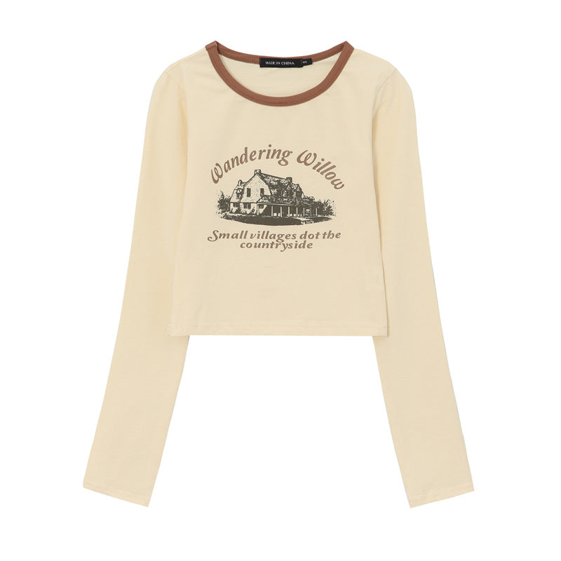 American Retro Simple Atmosphere Long Sleeve Bottoming Shirt Slim Fit