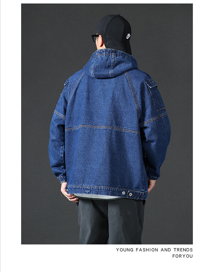 Denim Jacket Hooded Washed Casual Top
