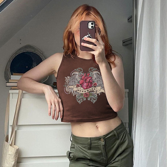 Spice Girls Print Vest Small Vest Street Personality Show Navel