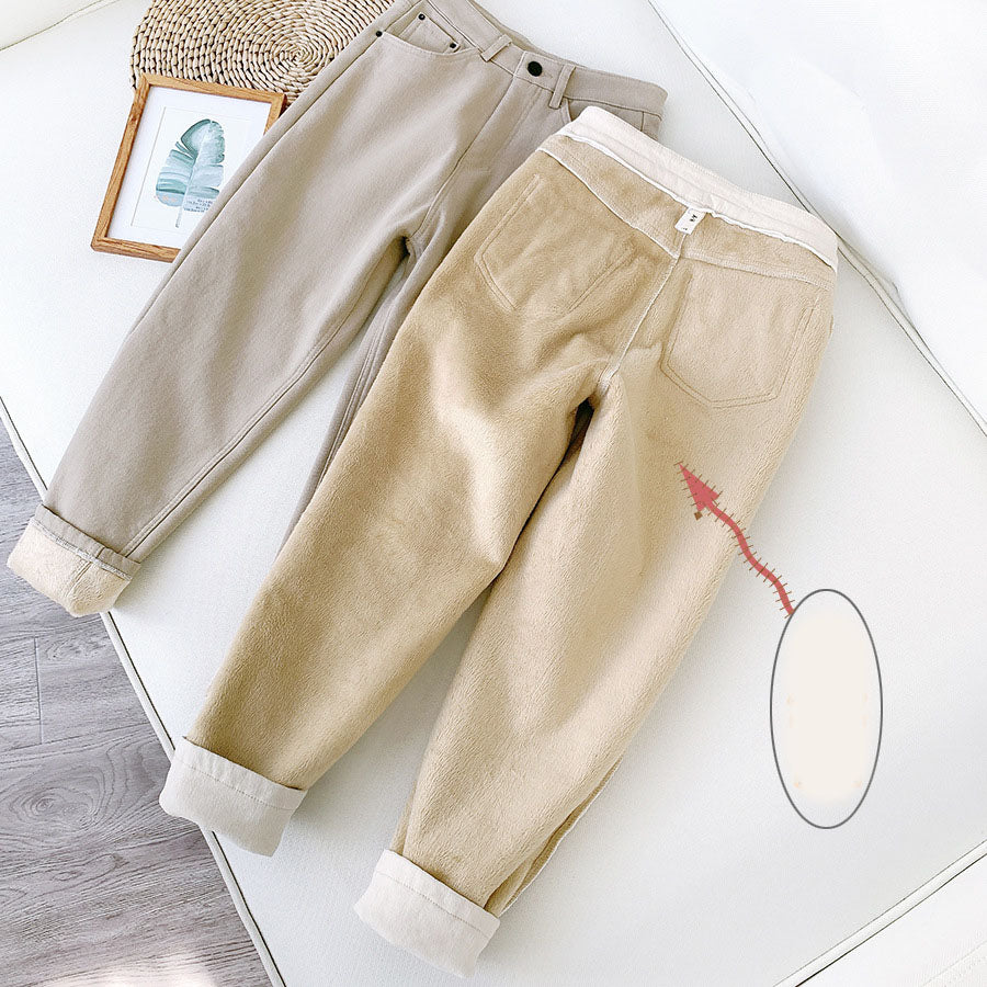 Straight-leg denim cotton pants