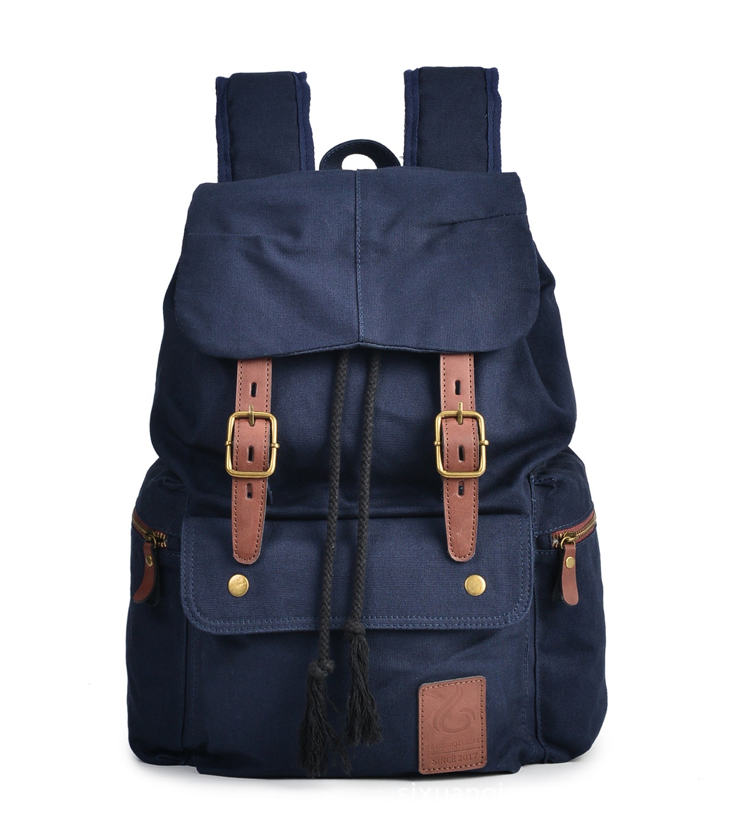 Men's pure cotton canvas bag, leisure outdoor large capacity backpack, factory directly climbing mountaineering bag