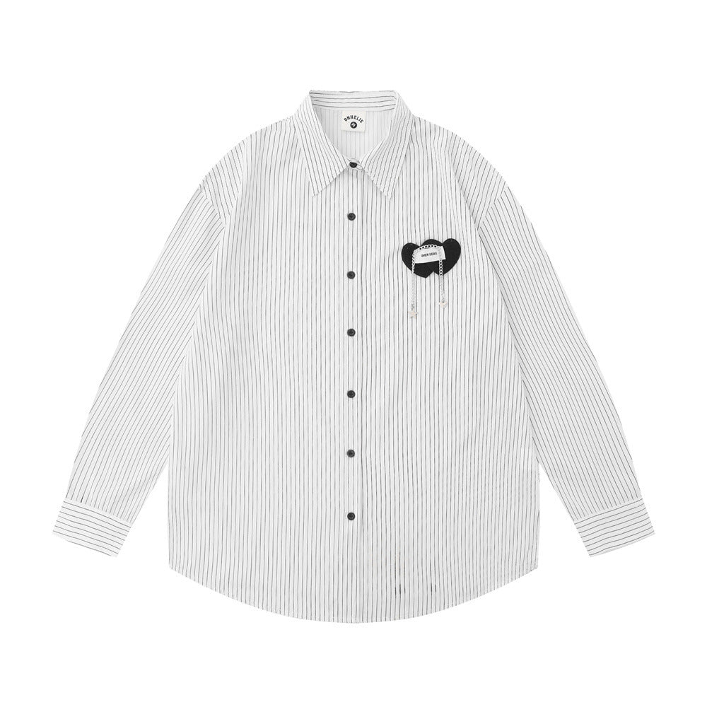 Japanese Minority Trendy Brand Pinstripe Long-sleeved Shirt