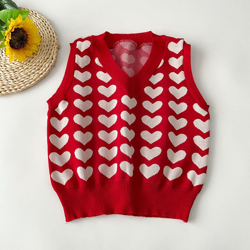 Women's Love Knitted V Neck Vest