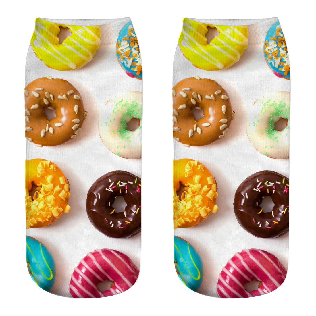 New 3D Digital Printing Harajuku Food Donut Socks Cartoon Three-dimensional Printing