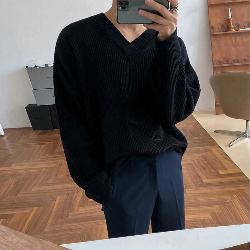 V-neck Sweater Lazy Korean Style Trend