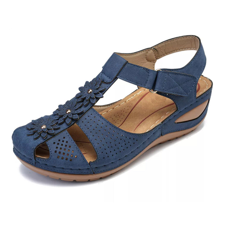 Summer Women's Plus Size Soft Soled Round Toe Velcro Wedge Women Sandals