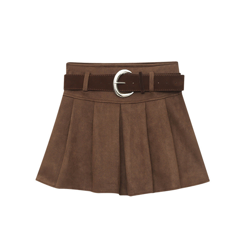 American-style Vintage A-line Pleated Short Skirt