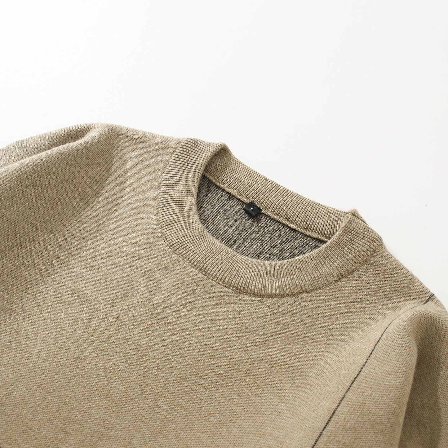 Uregelmæssige linjer, rundhalset langærmet sweater til mænd