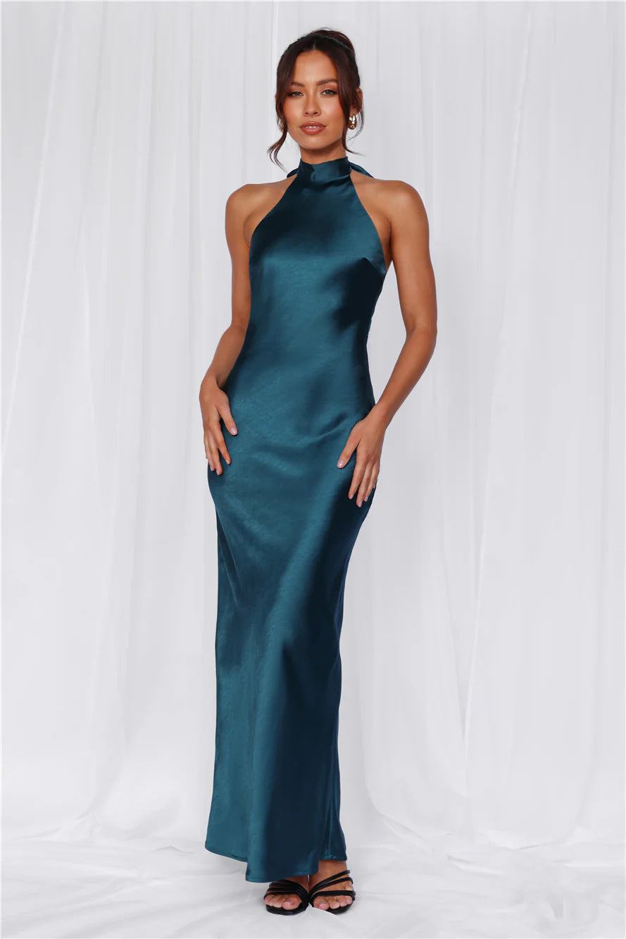 Womens Stylish Halter-neck Fitted Dress With Tie Details