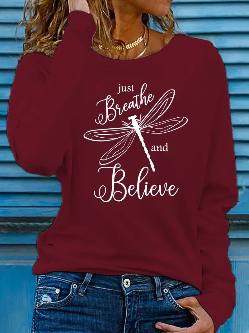 Dragonfly Long Sleeve Casual Women's Clothing