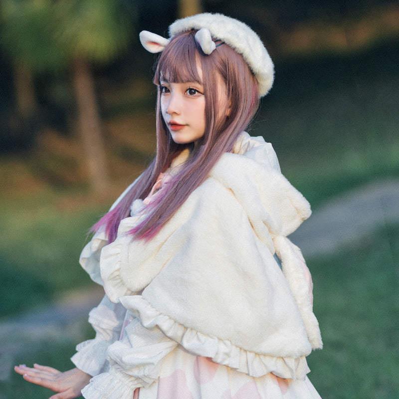 Rabbit Ears Short Sweet And Cute Plush Sleeveless Jacket