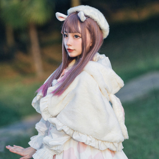 Rabbit Ears Short Sweet And Cute Plush Sleeveless Jacket