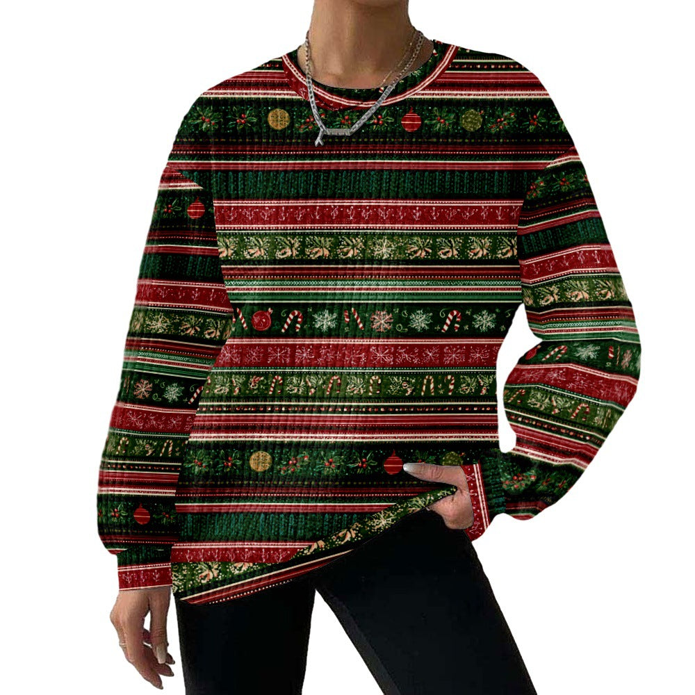Digital Printing Pattern Shading Fashion Trend Round Neck Long Sleeve Sweater