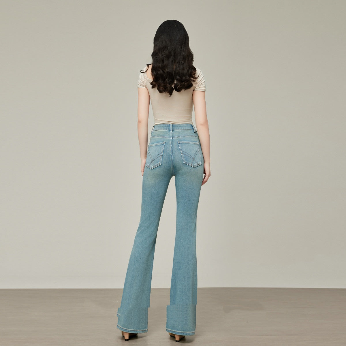 Skinny Jeans til damer med høj talje Forår Sommer Små Trompetbukser Lyse Farver