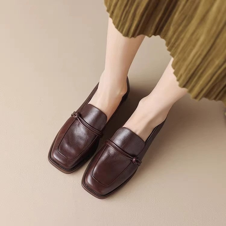 Spring And Autumn New Square Head Women's Chunky Heels Fashion British Style