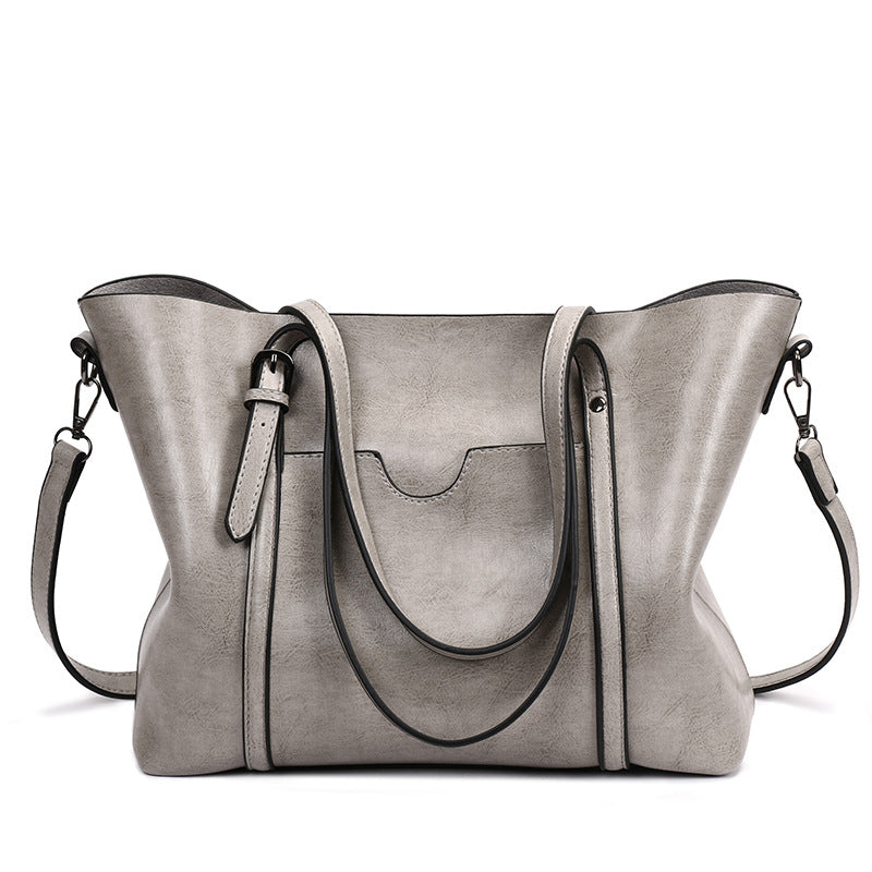 Promotion of 17 new fashion handbags bag retro all-match single shoulder bag simple oil wax portable Tote Bag