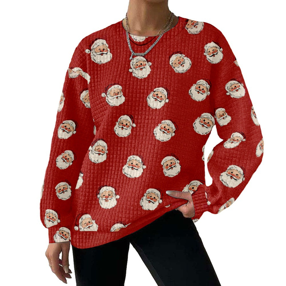 Digital Printing Pattern Shading Fashion Trend Round Neck Long Sleeve Sweater