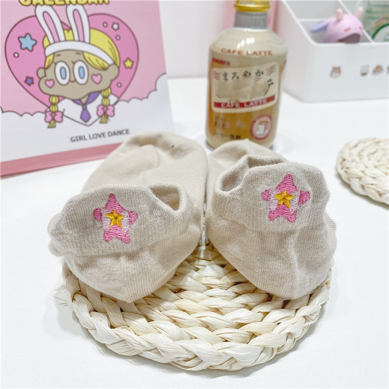 Ladies Socks Shallow Mouth Embroidered Cotton Socks