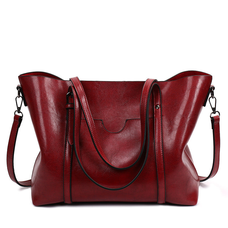 Promotion of 17 new fashion handbags bag retro all-match single shoulder bag simple oil wax portable Tote Bag