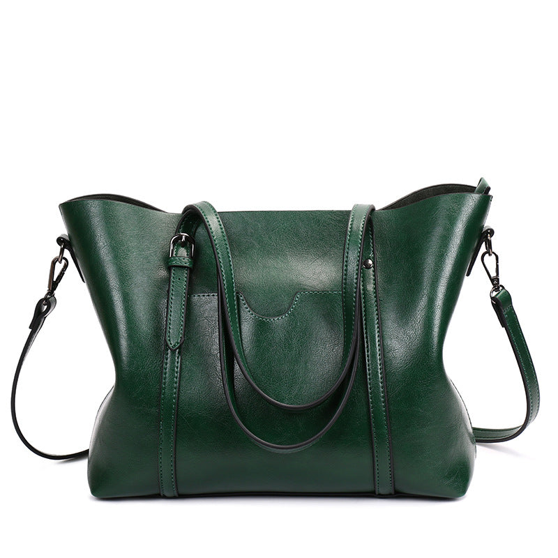 Promotion of 17 new fashion handbags bag retro all-match single shoulder bag simple oil wax portable Tote Bag