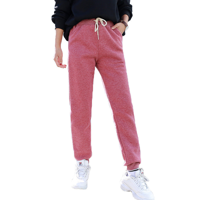 Autumn And Winter Fleece-lined Thickened Casual Pants Women's Pearl Velvet Sweatpants