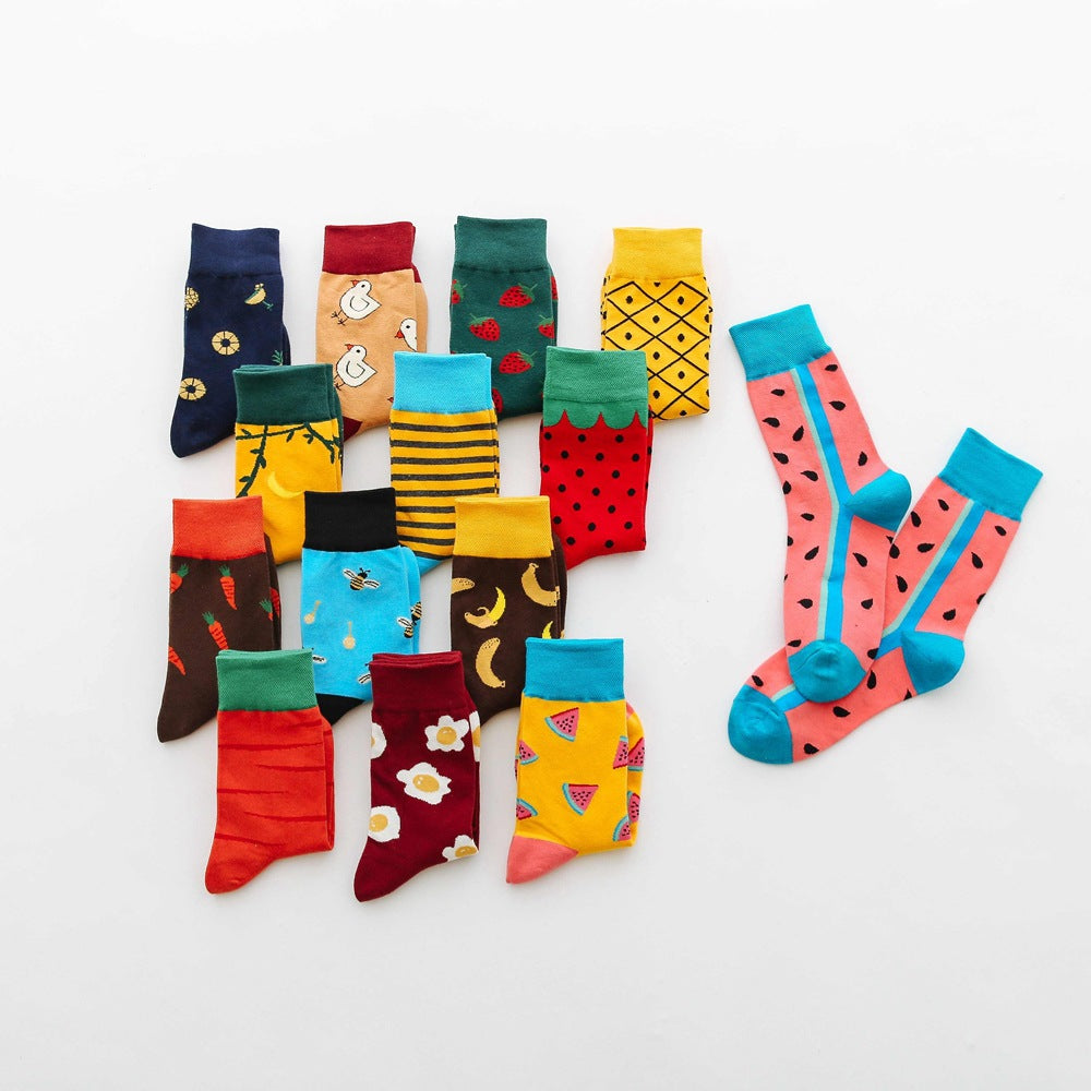 Fruit tube women's socks Jacquard cartoon Japanese women's socks