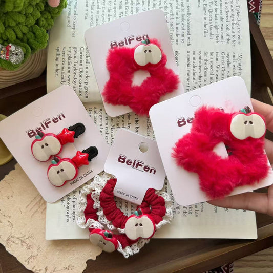 Creative Cartoon Apple And Star Hair Accessories With Christmas And New Year Themes