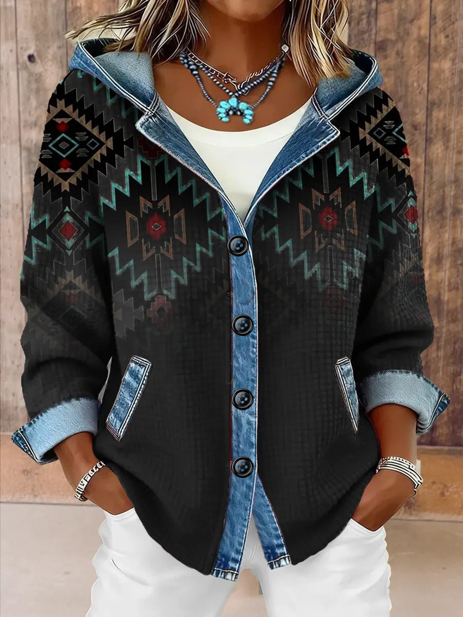 New Womens Trendy Plaid Contrast-color Jacket