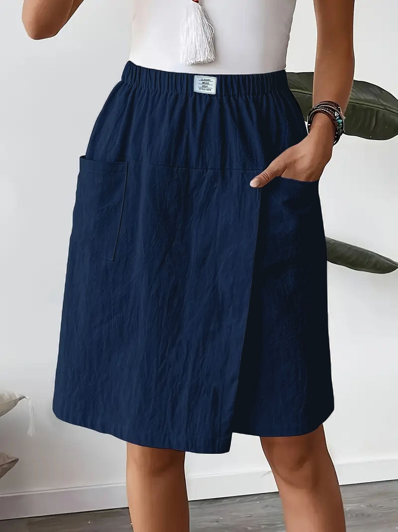 European And American Women's Clothing Pocket Casual Short Pantskirt