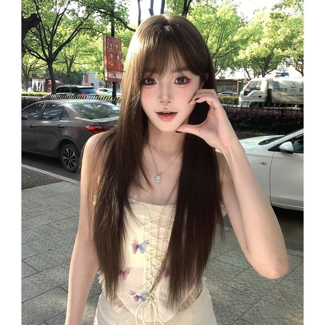 Wig High-level Black Tea Simulation Increase Hair Amount Natural Sweet Replacement