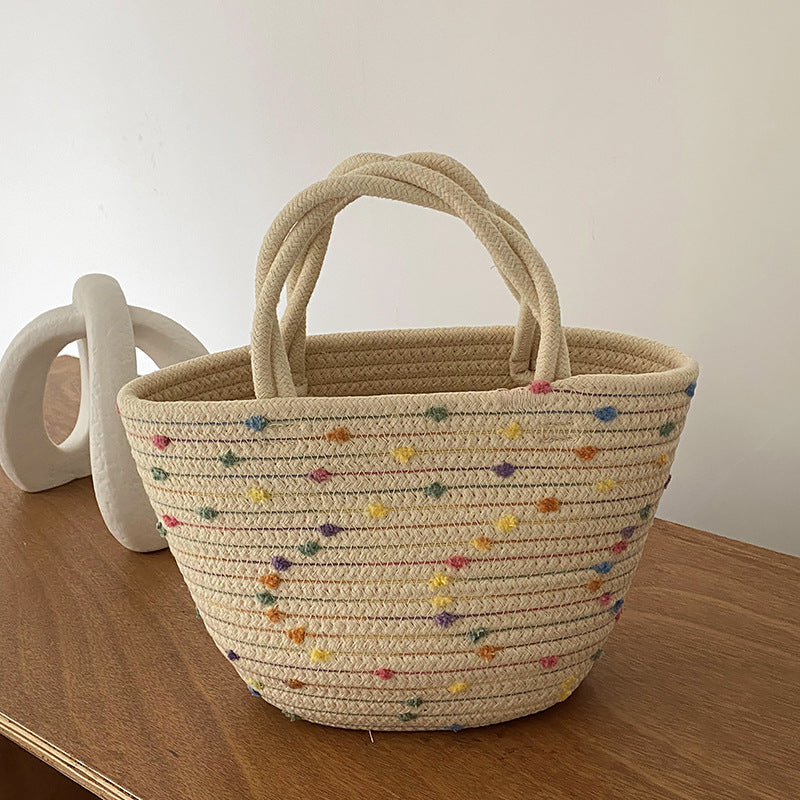 Women's Colorful Woven Straw Handbag
