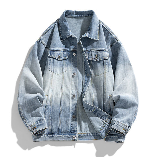 Retro denimjakke til mænd med løs pasform