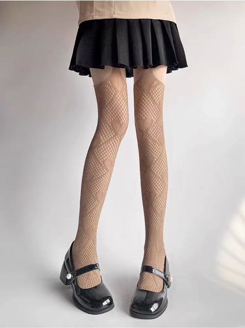 Women's High-Top Suspender Hollow-Out Sheer Tights
