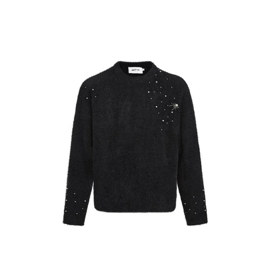 Spider Brooch Mink-like Pullover Sweater